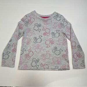 Barbie Mattel Profile Faces Grey Pink Long Sleeve Cotton Blend T-Shirt Girls 5T